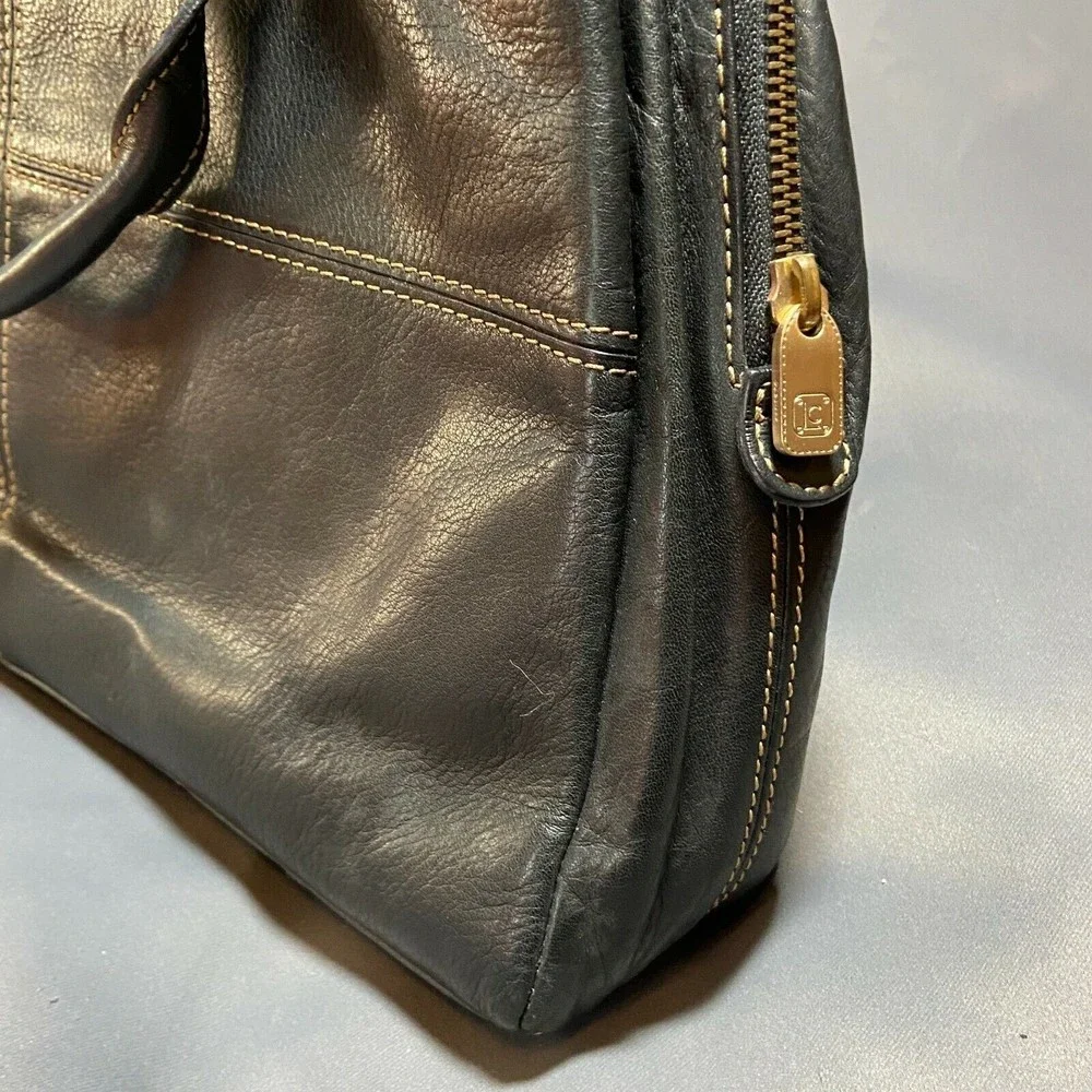 Liz Claiborne Business Class Brown Leather Brief Case Tote Bag